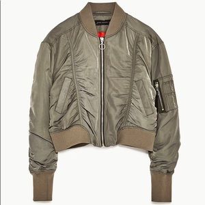 Zara cropped khaki bomber jacket
